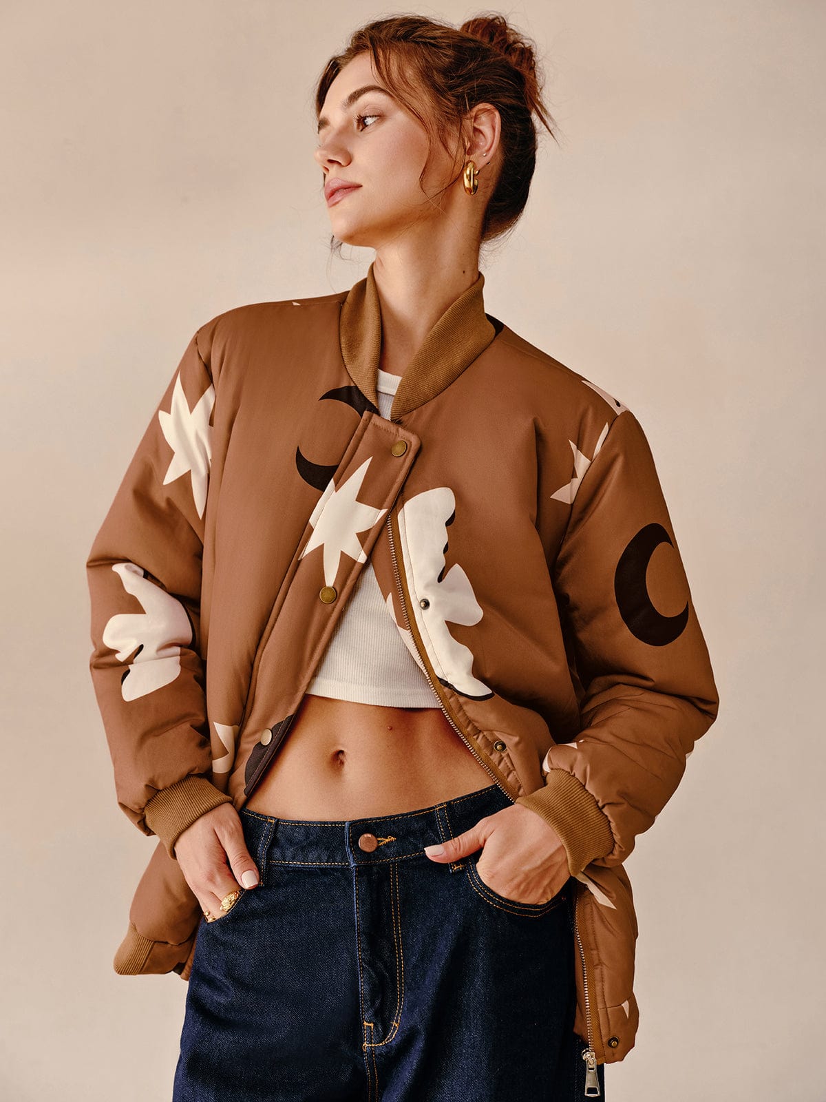 Veste Bomber Oversize À Motifs pour Femme | Idéale pour Un Look Décontracté