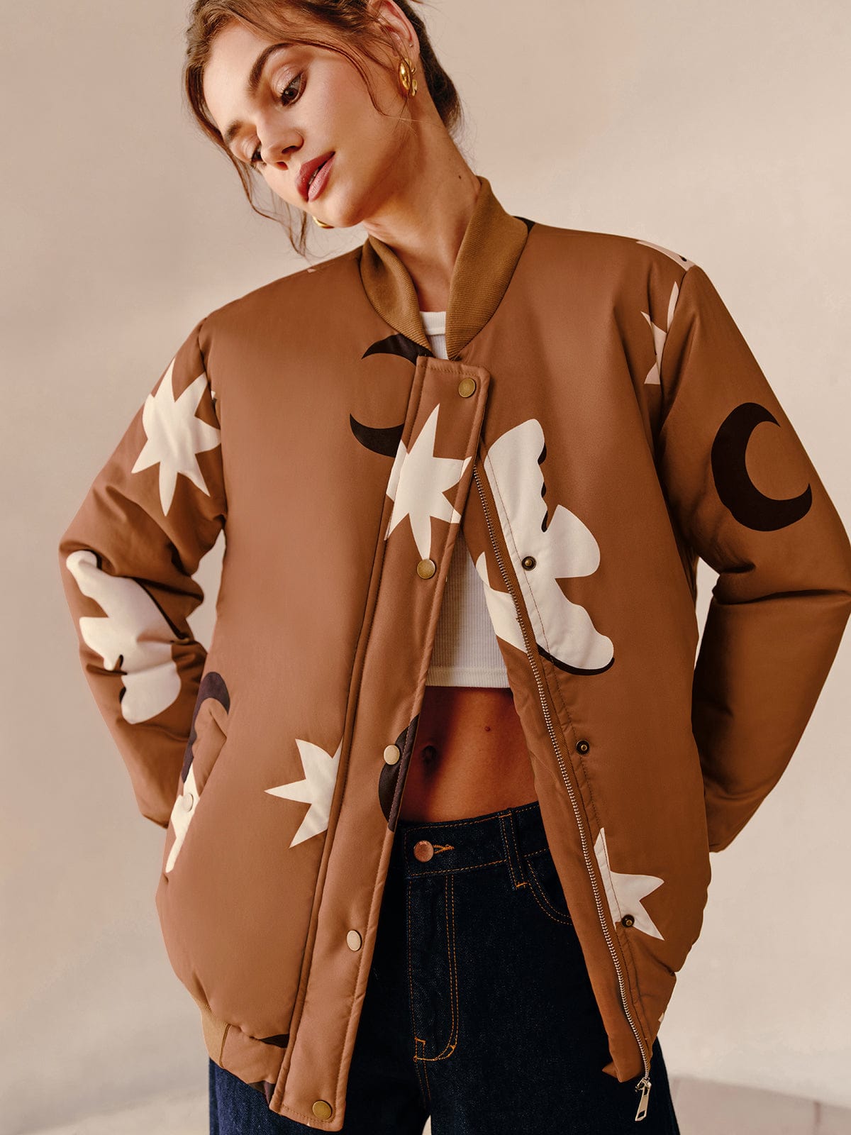 Veste Bomber Oversize À Motifs pour Femme | Idéale pour Un Look Décontracté