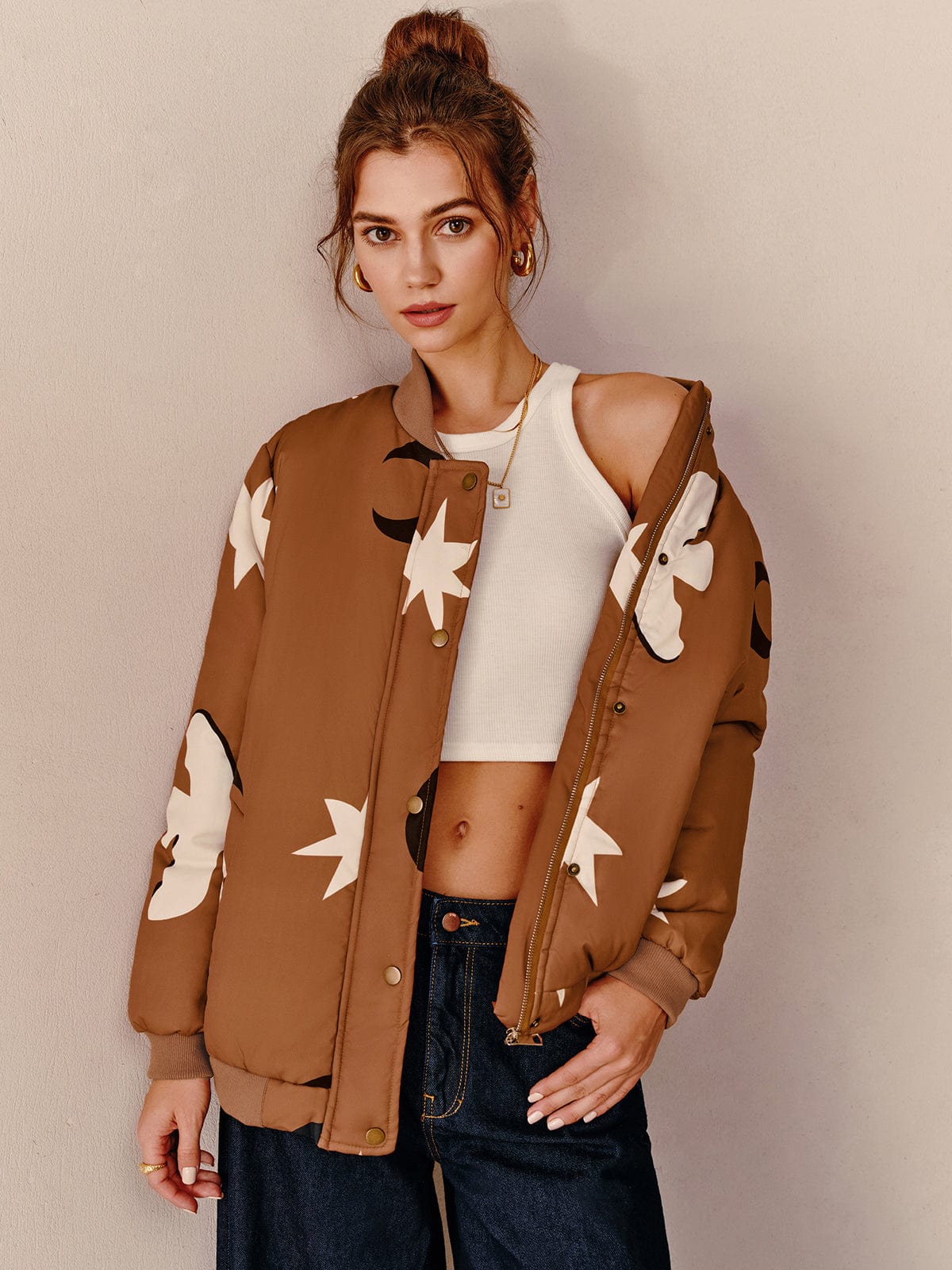 Veste Bomber Oversize À Motifs pour Femme | Idéale pour Un Look Décontracté