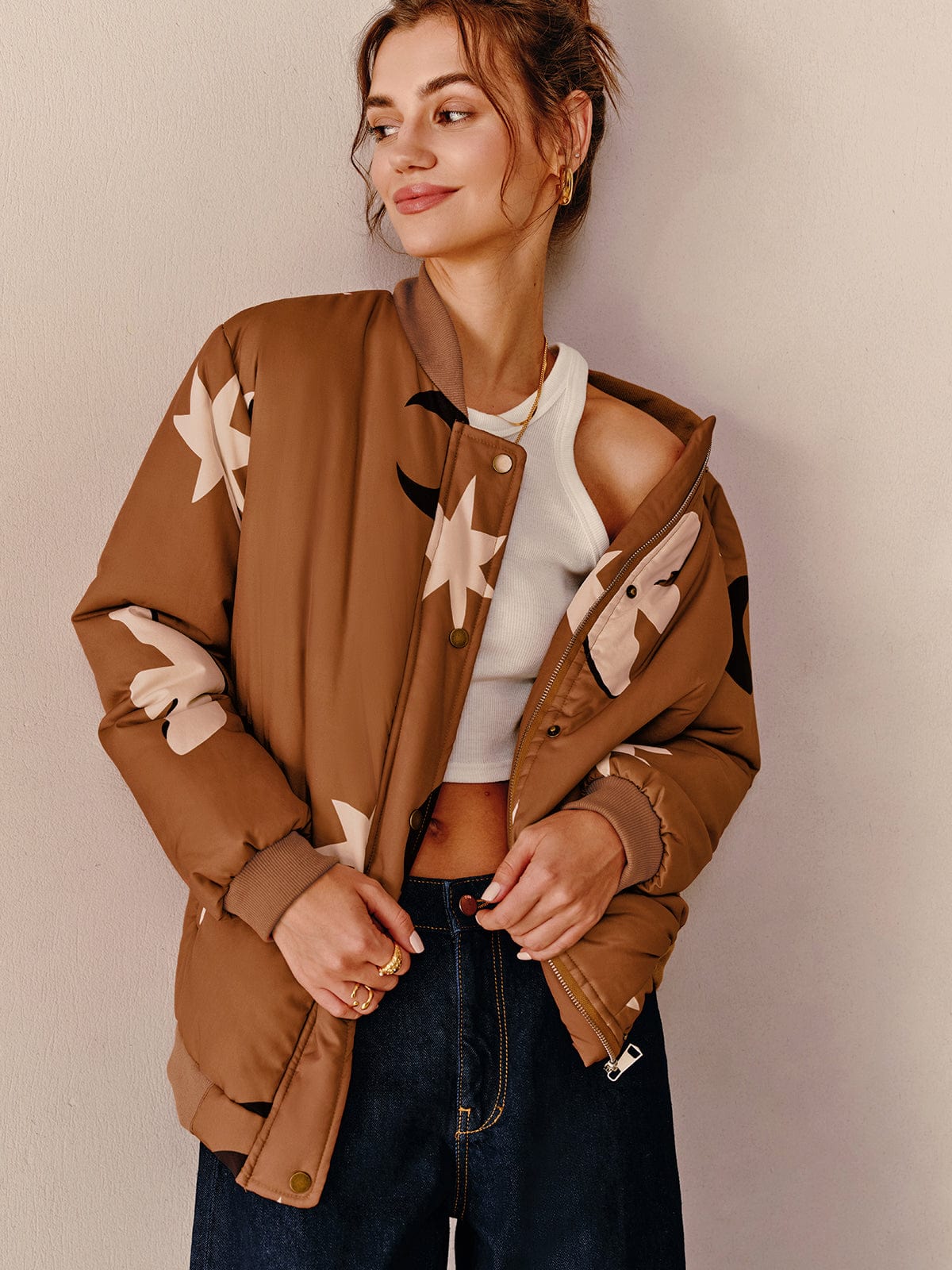 Veste Bomber Oversize À Motifs pour Femme | Idéale pour Un Look Décontracté