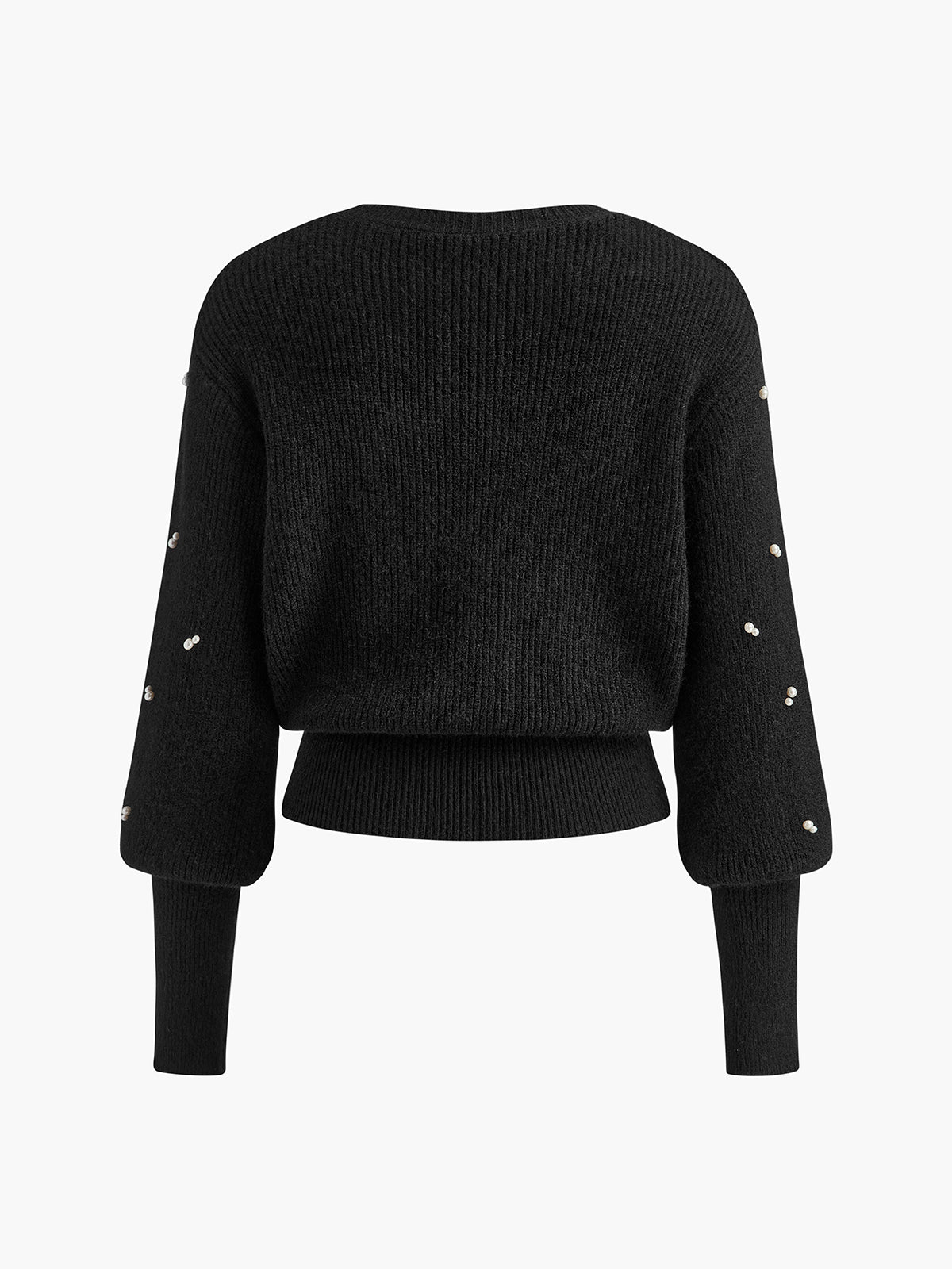 Pull Noir avec Détails de Perles et Coupe Légèrement Ample pour Femmes | Idéal pour Tenues Quotidiennes