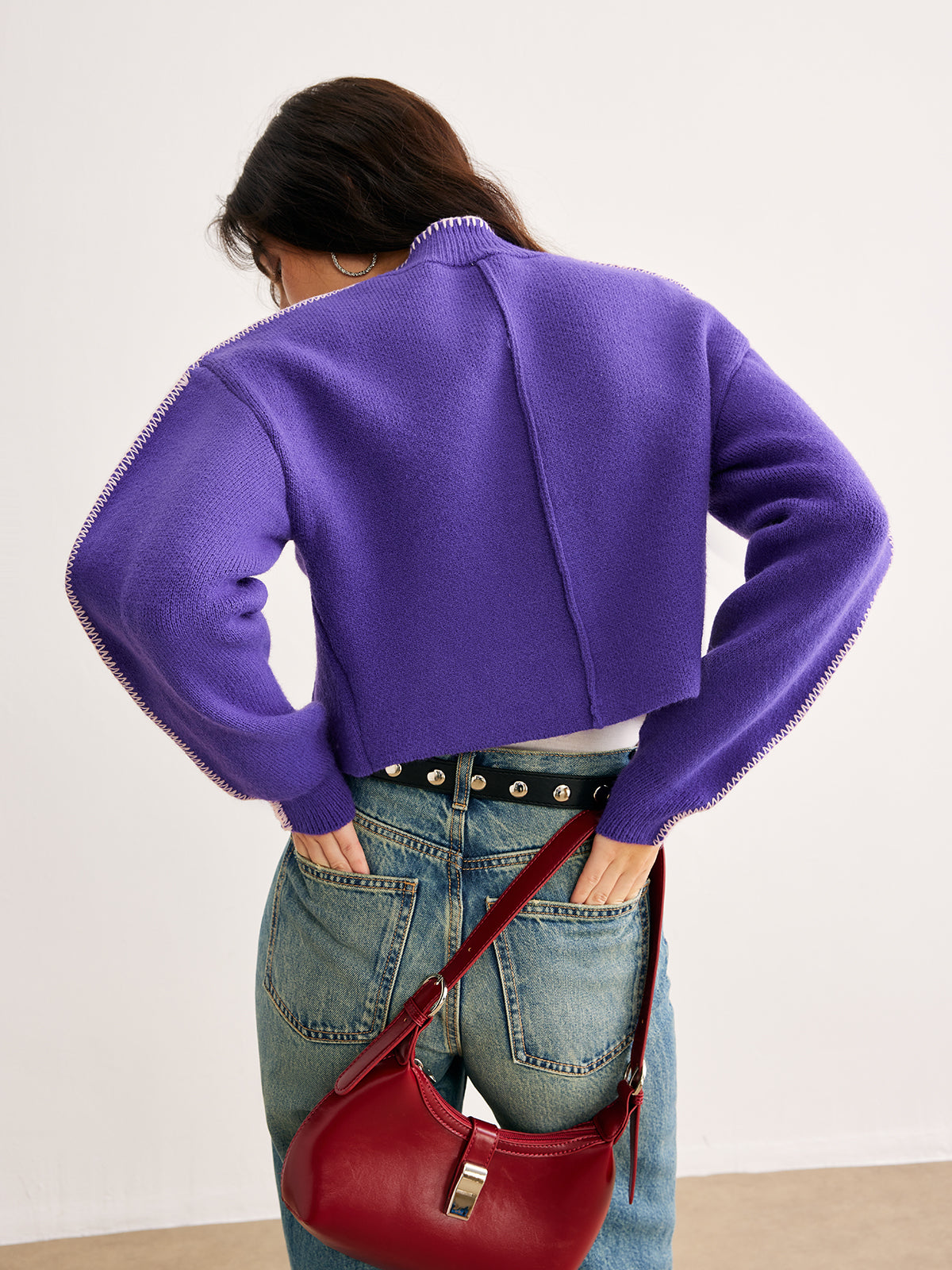 Cardigan À Boutons Avec Coutures Contrastantes Pour Femmes | Idéal Pour Tenues Quotidiennes