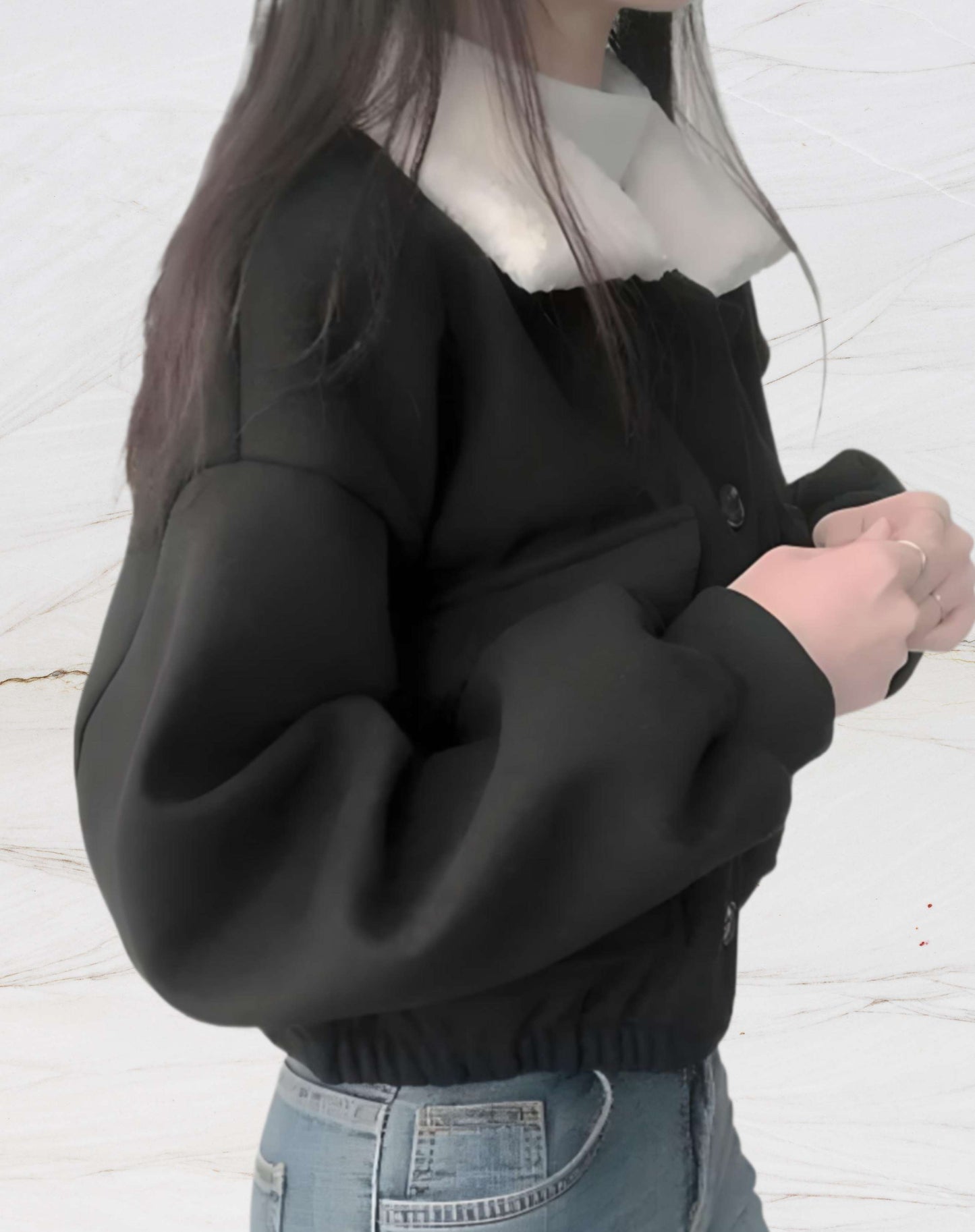 Manteau Court avec Poches Poitrine pour Femme | Idéal pour La Saison Froide