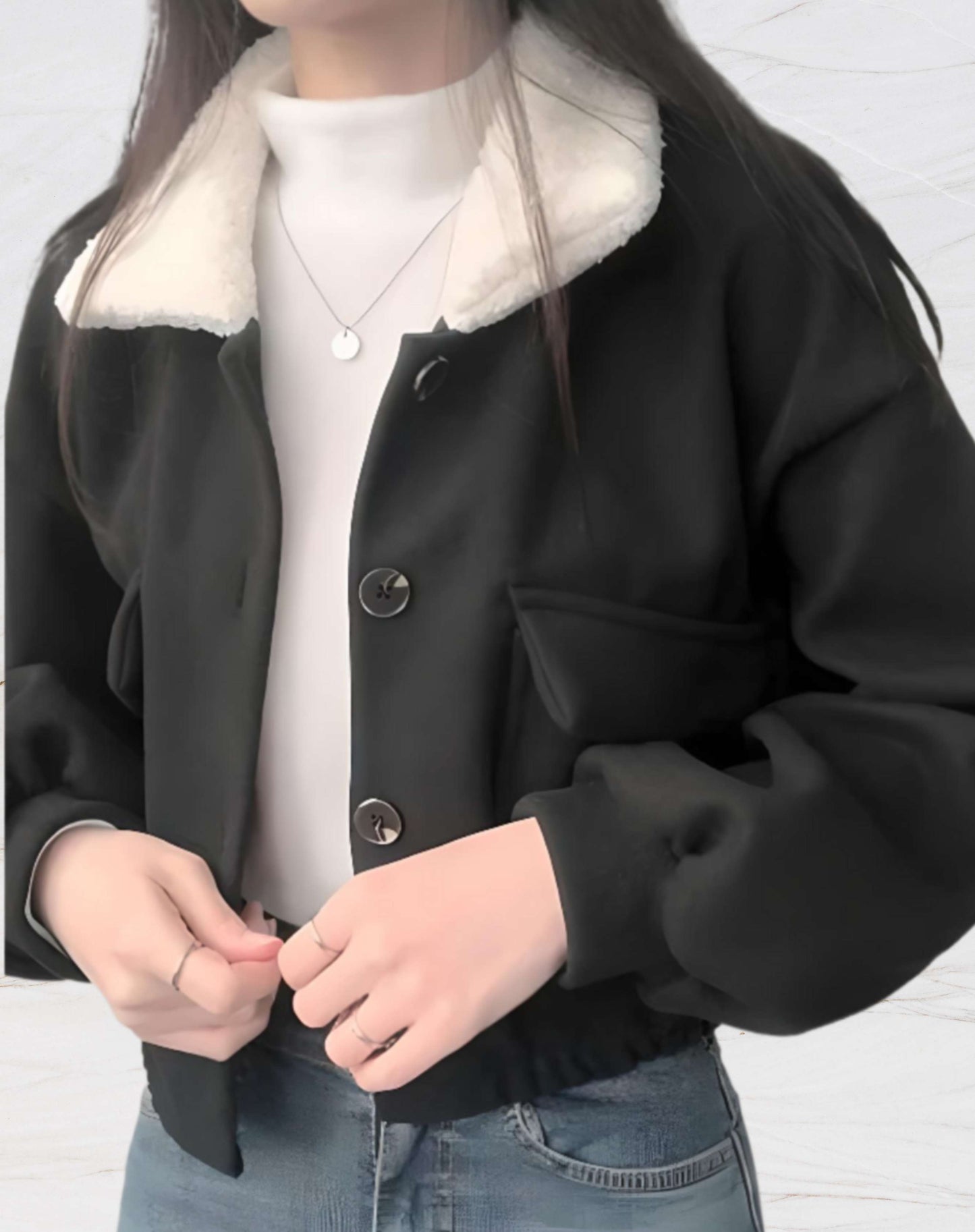 Manteau Court avec Poches Poitrine pour Femme | Idéal pour La Saison Froide