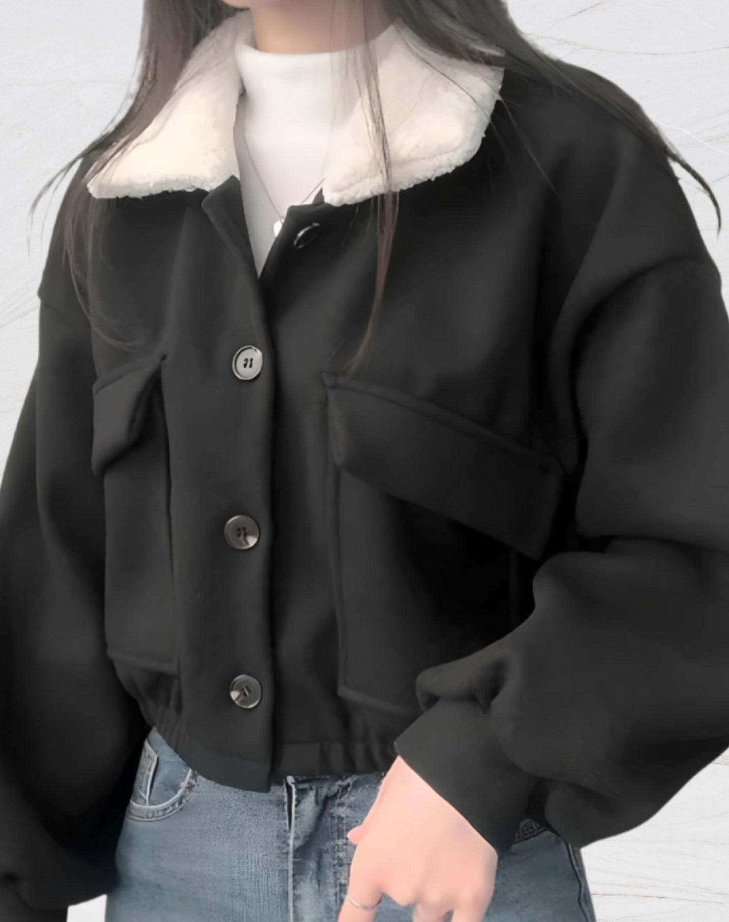 Manteau Court avec Poches Poitrine pour Femme | Idéal pour La Saison Froide