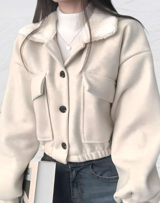 Manteau Court avec Poches Poitrine pour Femme | Idéal pour La Saison Froide