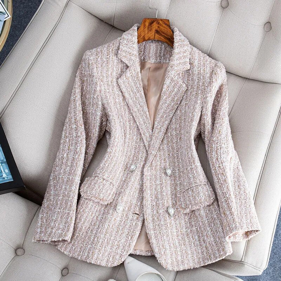 Blazer Long Cintré à Motif Carreaux pour Femme | Idéal pour le Travail et les Sorties