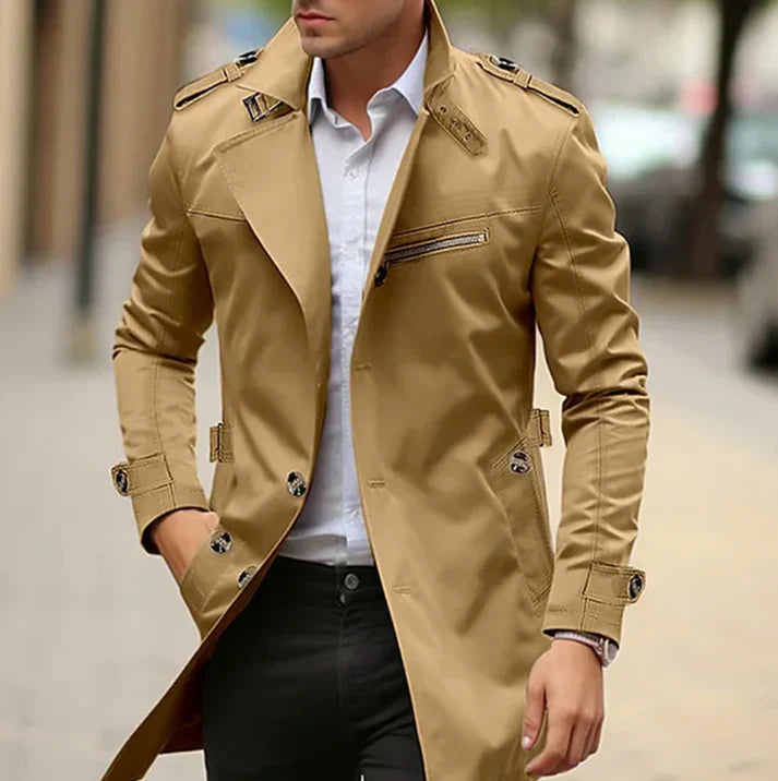 Trench-Coat Mi-Saison Avec Boutons Et Ceinture Pour Homme | Idéal Pour La Mi-Saison