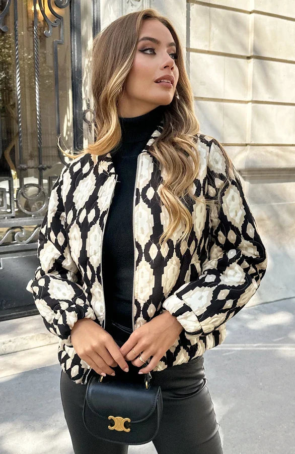 Blouson Bomber à Motif pour Femme | Idéal pour la Mi-Saison et les Sorties Décontractées