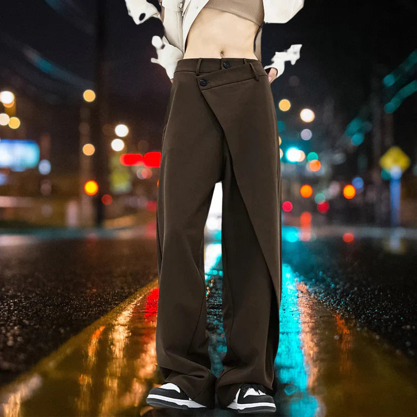 Pantalon Large Asymétrique pour Femme | Idéal pour le Travail et les Sorties