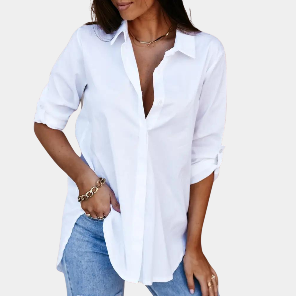 Blouse à Manches Longues avec Col et Fermeture Boutonnée pour Femmes | Idéal pour la Mi-Saison