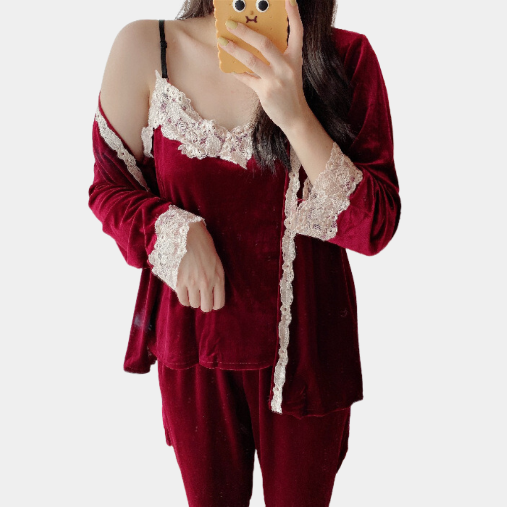 Ensemble De Pyjama 2 Pièces avec Détails En Dentelle pour Femme | Idéal pour Les Soirées À La Maison