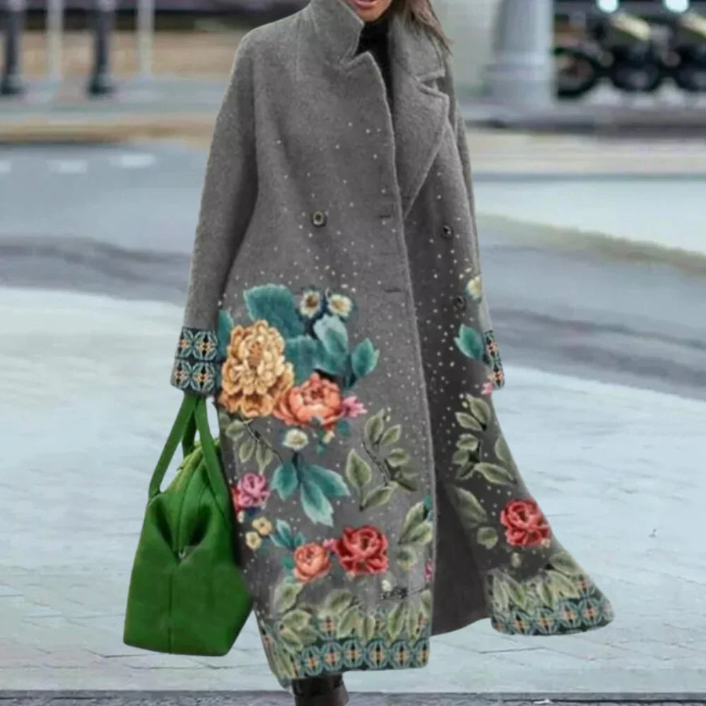 Manteau Long À Motif Abstrait avec Coupe Ample pour Femme | Idéal pour L’Hiver