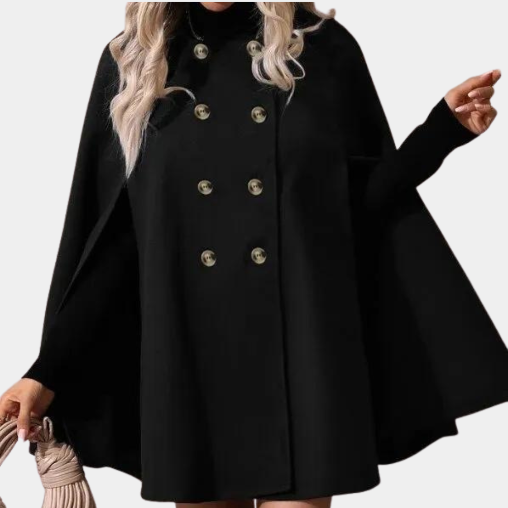 Cape Manteau à Double Boutonnage pour Femmes | Idéal pour l’Hiver