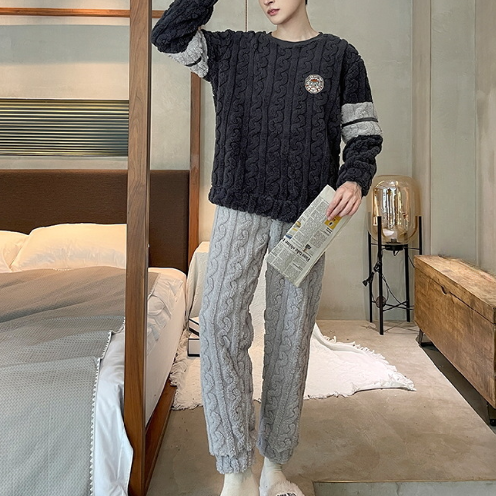 Ensemble Pyjama Hiver pour Homme avec Haut À Manches Longues Et Pantalon | Idéal pour Les Soirées À La Maison