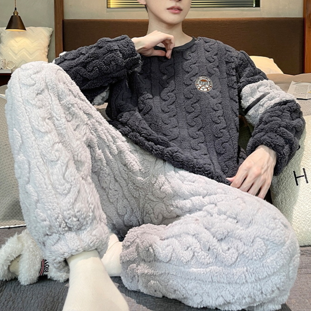 Ensemble Pyjama Hiver pour Homme avec Haut À Manches Longues Et Pantalon | Idéal pour Les Soirées À La Maison
