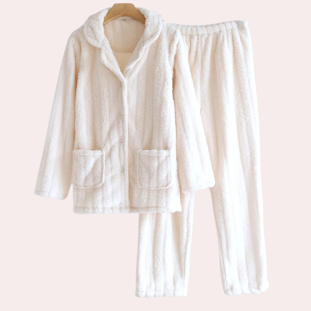 Ensemble De Pyjama 2 Pièces D’Hiver avec Boutons pour Femme | Idéal pour Les Soirées À La Maison