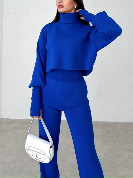 Ensemble Tricoté avec Col Roulé Et Manches Longues pour Femme | Idéal pour L’Automne Et L’Hiver