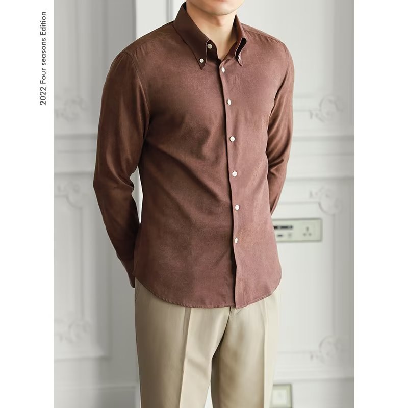 Chemise À Manches Longues pour Homme avec Col Carré | Idéale pour Le Printemps
