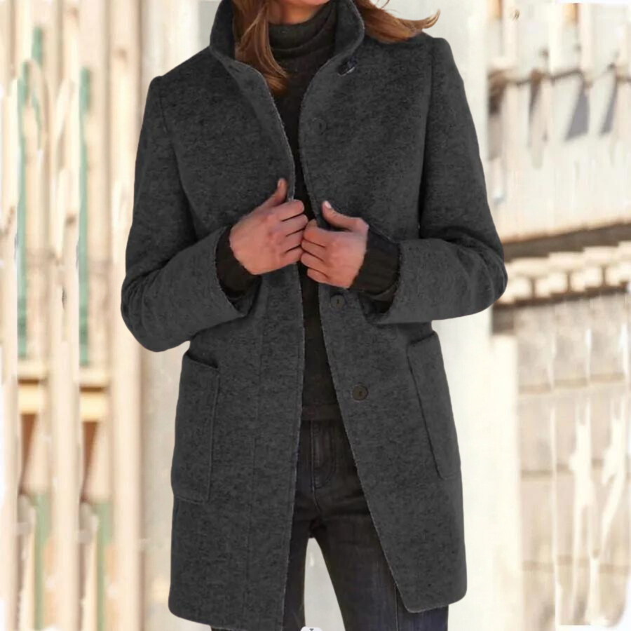 Manteau Long pour Femme avec Col Montant et Manches Longues | Idéal pour la Saison Froide