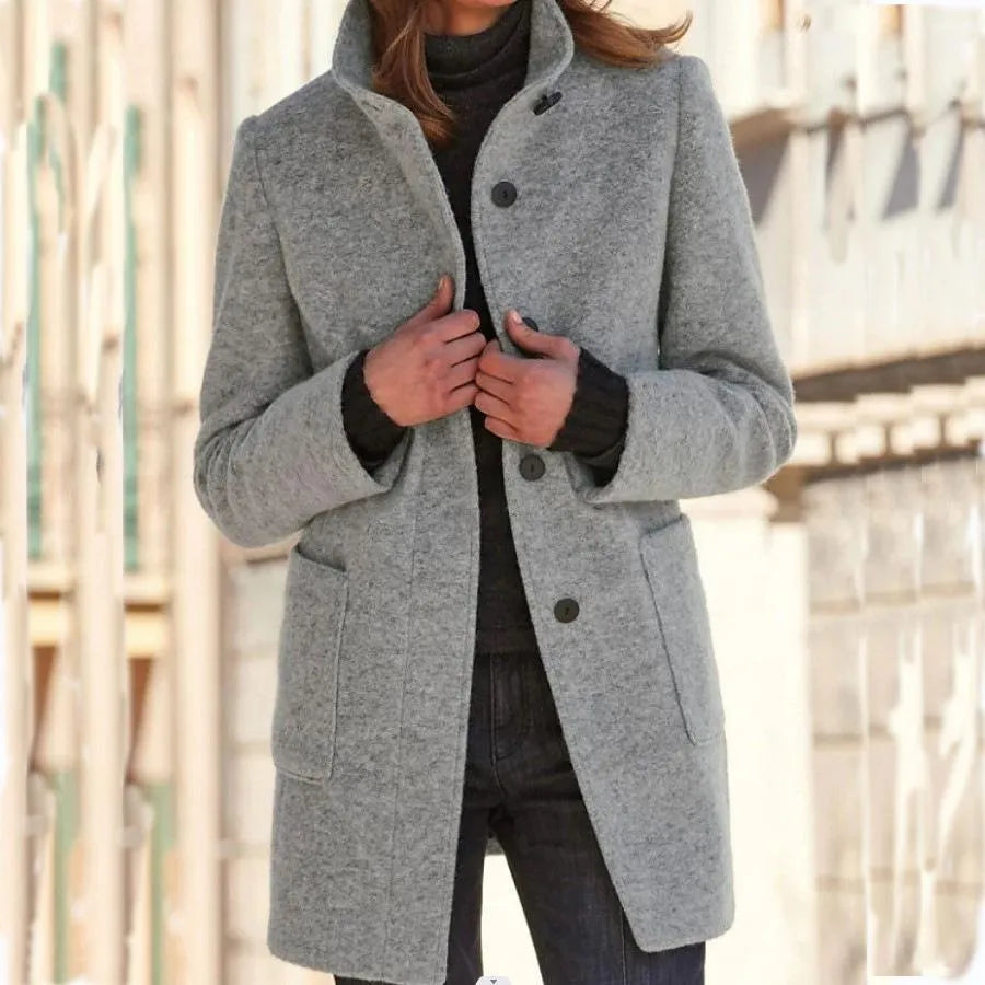 Manteau Long pour Femme avec Col Montant et Manches Longues | Idéal pour la Saison Froide