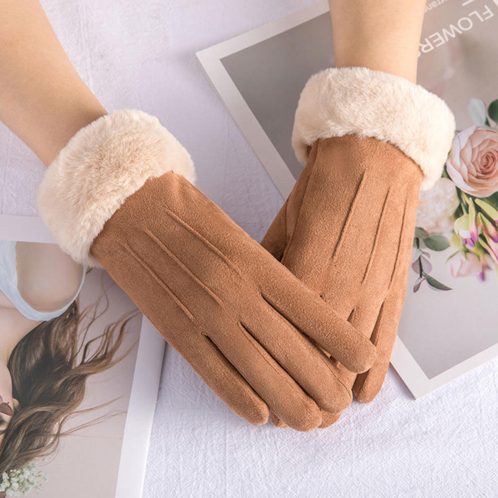 Gants à Finition Douce avec Bordure au Poignet pour Femmes | Idéaux pour les Journées Froides