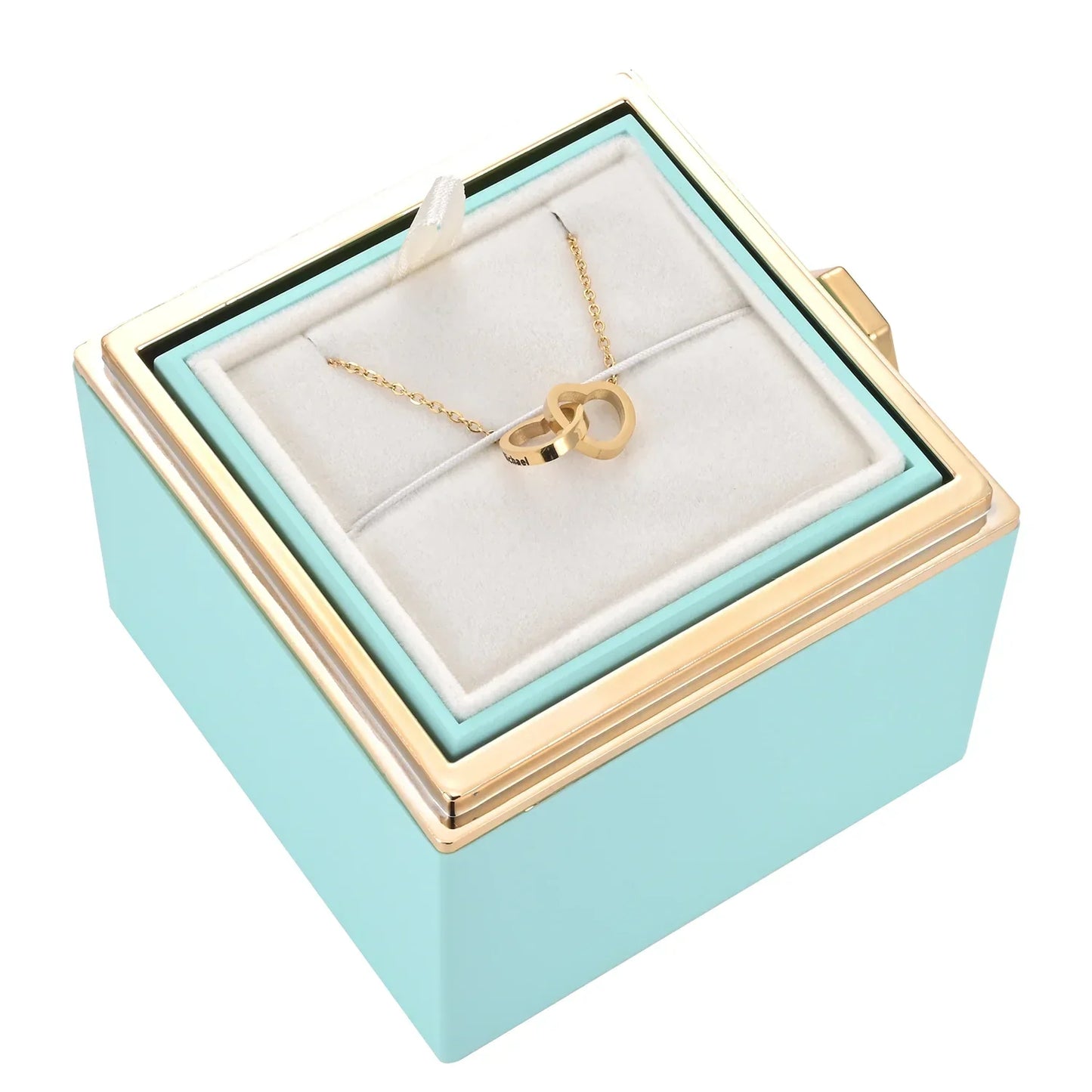 Boîte Cadeau avec Rose Préservée Et Collier Double Cœur | Idéale pour Offrir