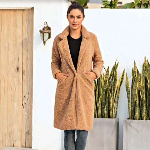 Manteau Long Teddy à Capuche pour Femme | Idéal pour l’Hiver