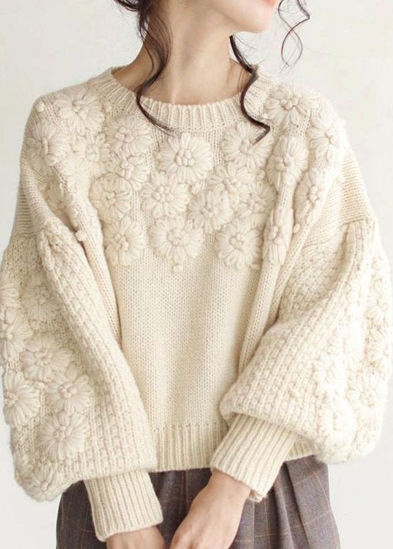 Pull Oversize Avec Broderie Florale 3D Pour Femme | Idéal Pour Saison Fraîche