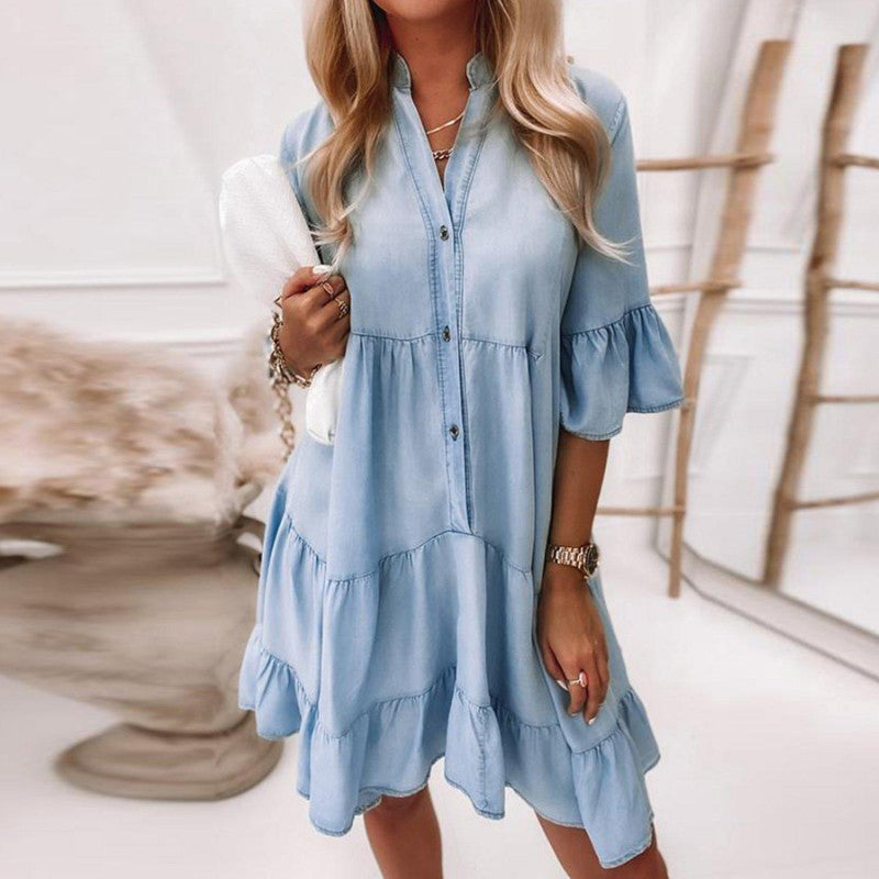 Robe à Coupe Droite avec Boutonnage pour Femme | Idéale pour Journées et Sorties Décontractées