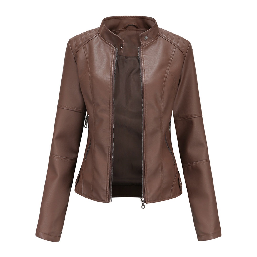 Veste Courte À Col Et Fermeture Zippée pour Femme | Idéale pour Mi-Saison