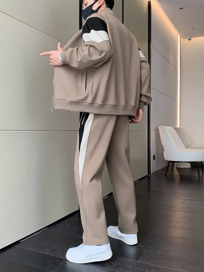 Ensemble de Survêtement pour Homme avec Hoodie Zippé et Pantalon à Cordon | Idéal pour l’Automne