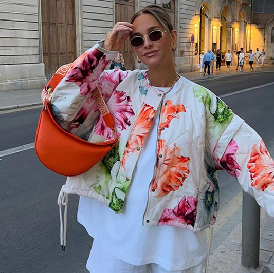 Veste Matelassée À Imprimé Floral pour Femme | Idéale pour La Mi-Saison