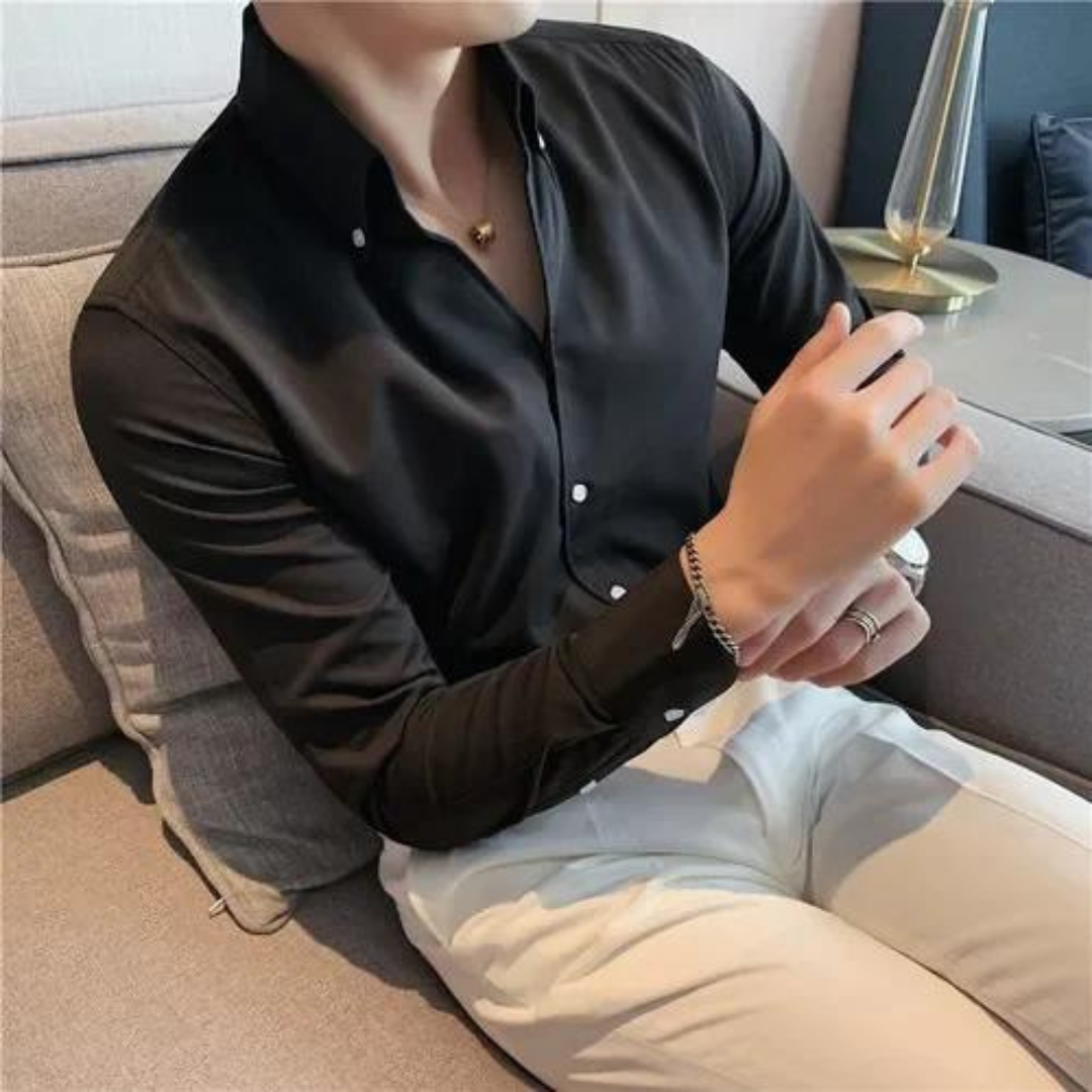 Chemise À Col Classique avec Manches Longues pour Homme | Idéale pour Bureau Et Loisirs