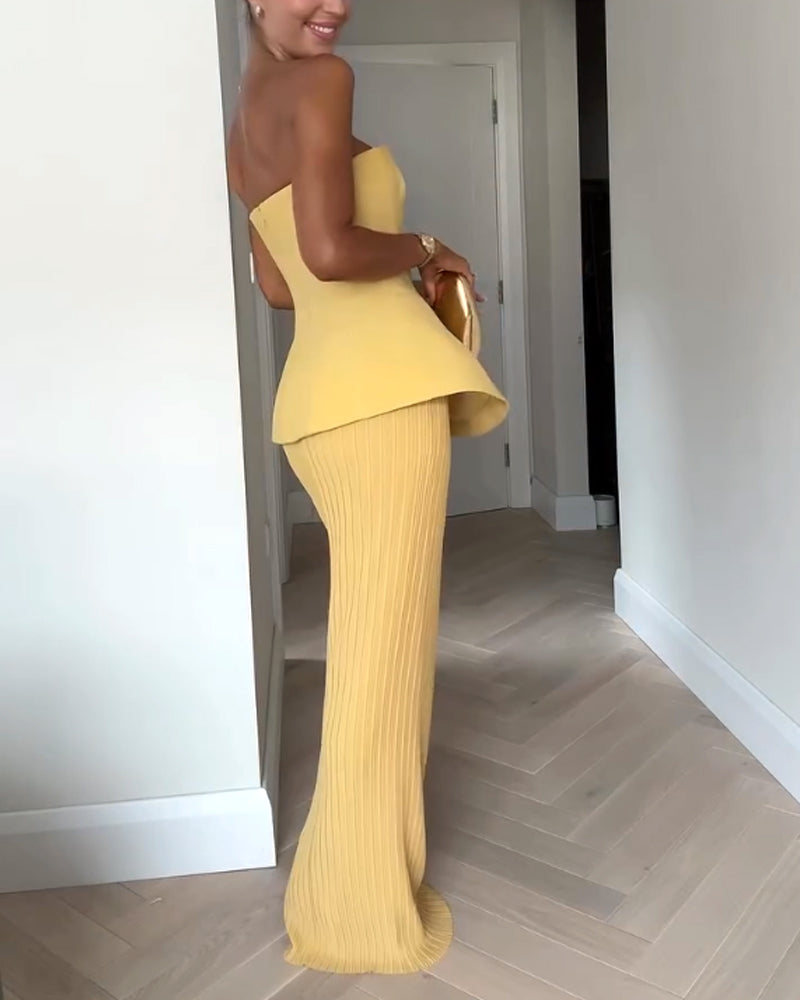 Robe Longue Pour Femme Sans Bretelles | Jupe Fluide Élégante | Idéale Pour Soirées