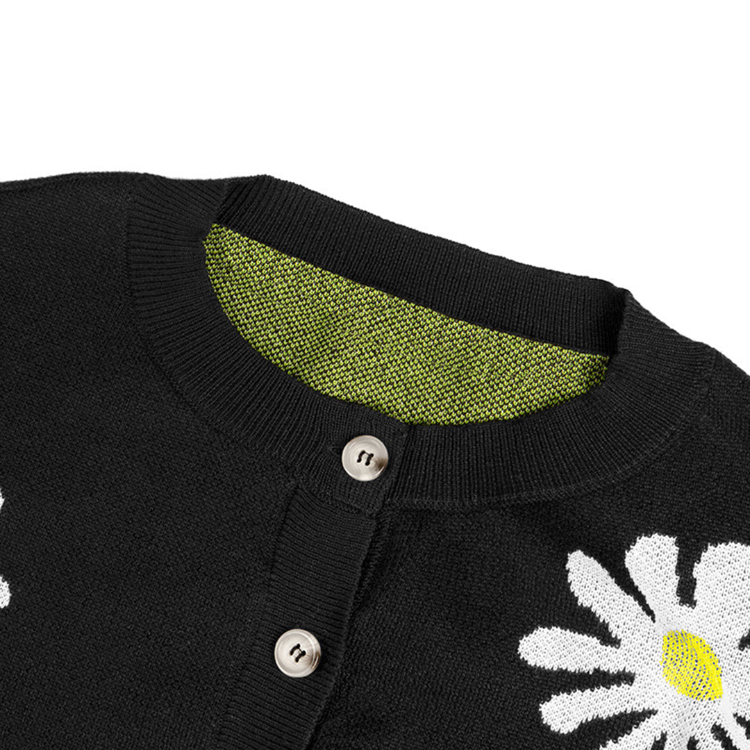 Gilet Boutonné à Motif Floral pour Femme | Idéal pour Automne et Hiver