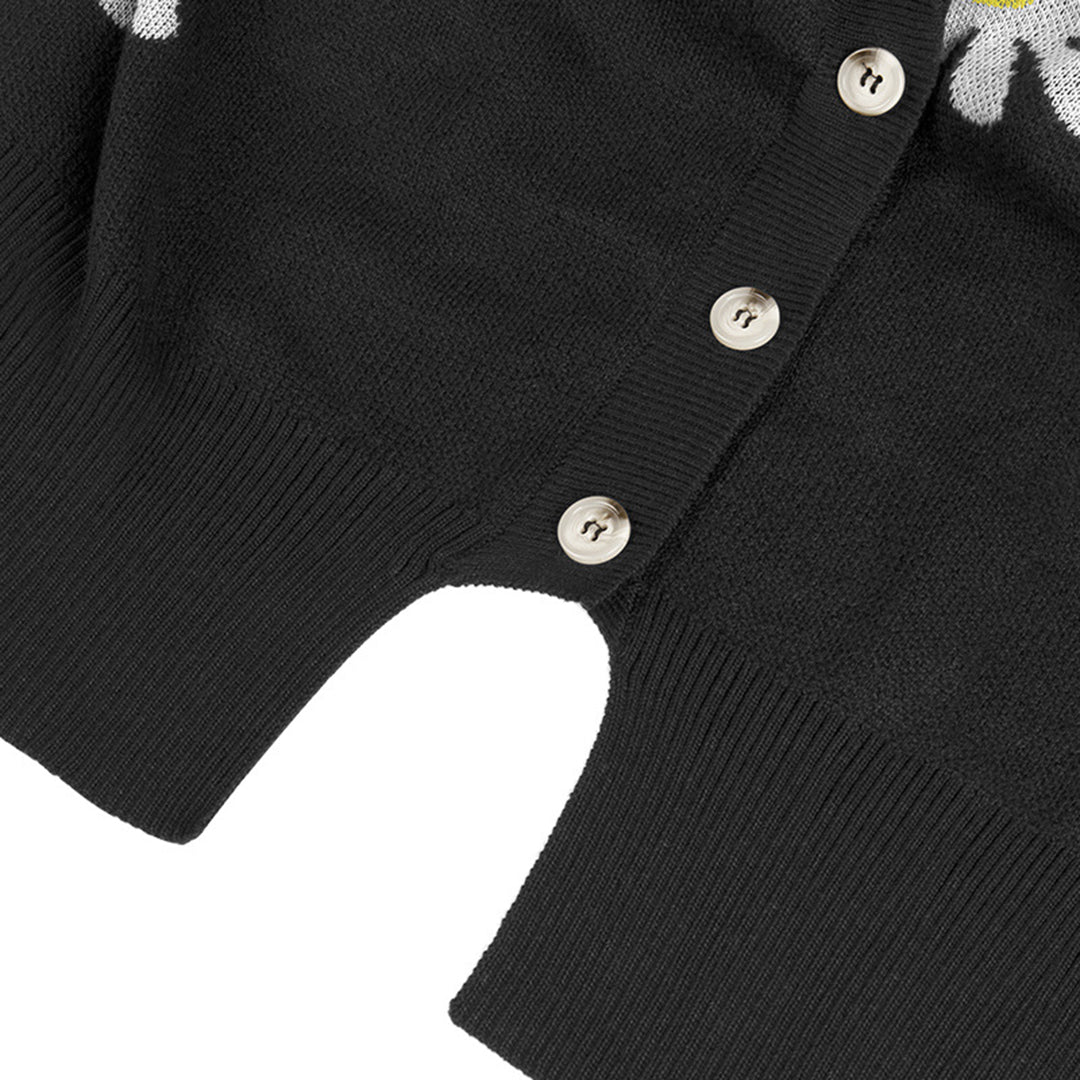 Gilet Boutonné à Motif Floral pour Femme | Idéal pour Automne et Hiver