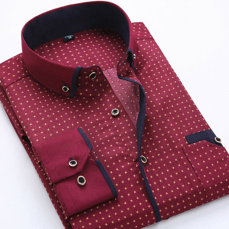 Chemise À Motifs avec Détails Contrastés pour Hommes | Idéale pour Bureau Et Usage Quotidien