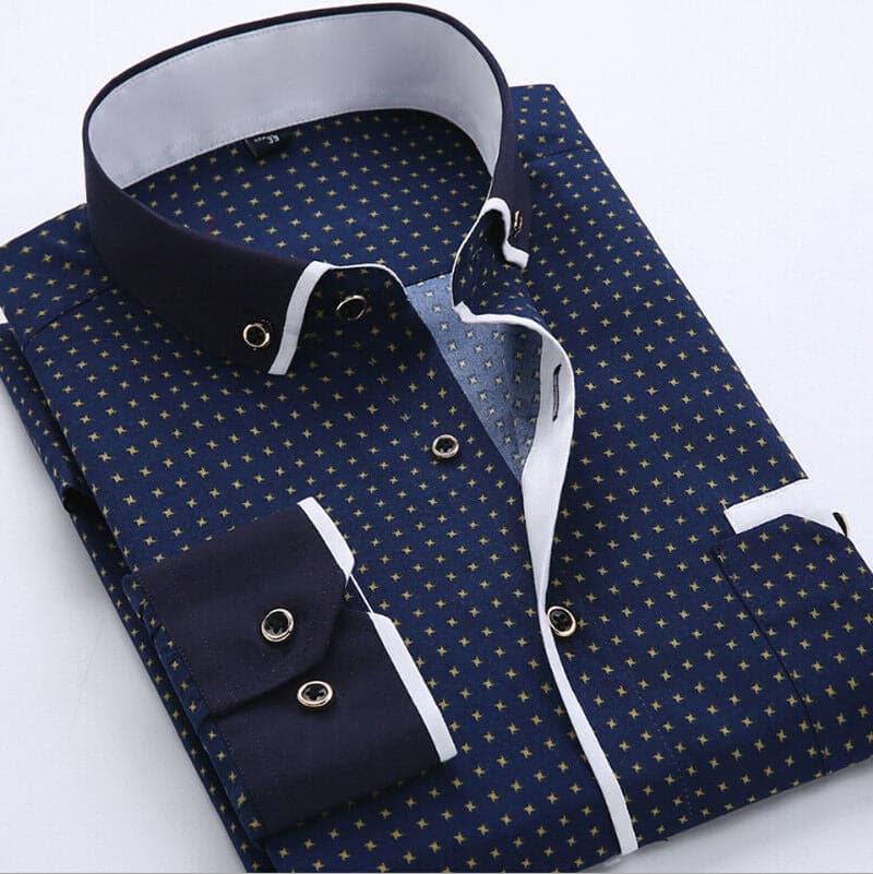 Chemise À Motifs avec Détails Contrastés pour Hommes | Idéale pour Bureau Et Usage Quotidien