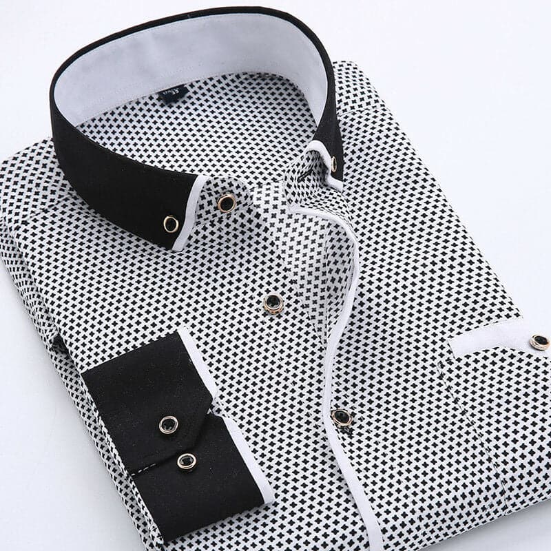 Chemise À Motifs avec Détails Contrastés pour Hommes | Idéale pour Bureau Et Usage Quotidien