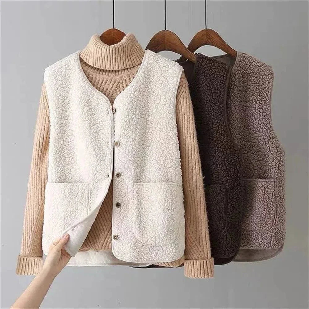 Gilet Sans Manches à Boutons pour Femme | Idéal pour la Superposition en Automne et Hiver