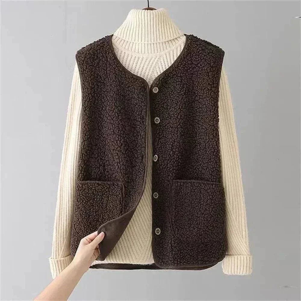 Gilet Sans Manches à Boutons pour Femme | Idéal pour la Superposition en Automne et Hiver