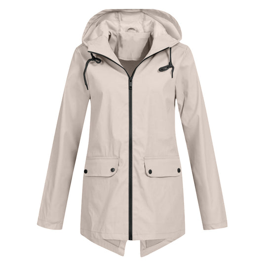 Manteau Long Imperméable avec Capuche pour Femme | Idéal pour les Jours de Pluie