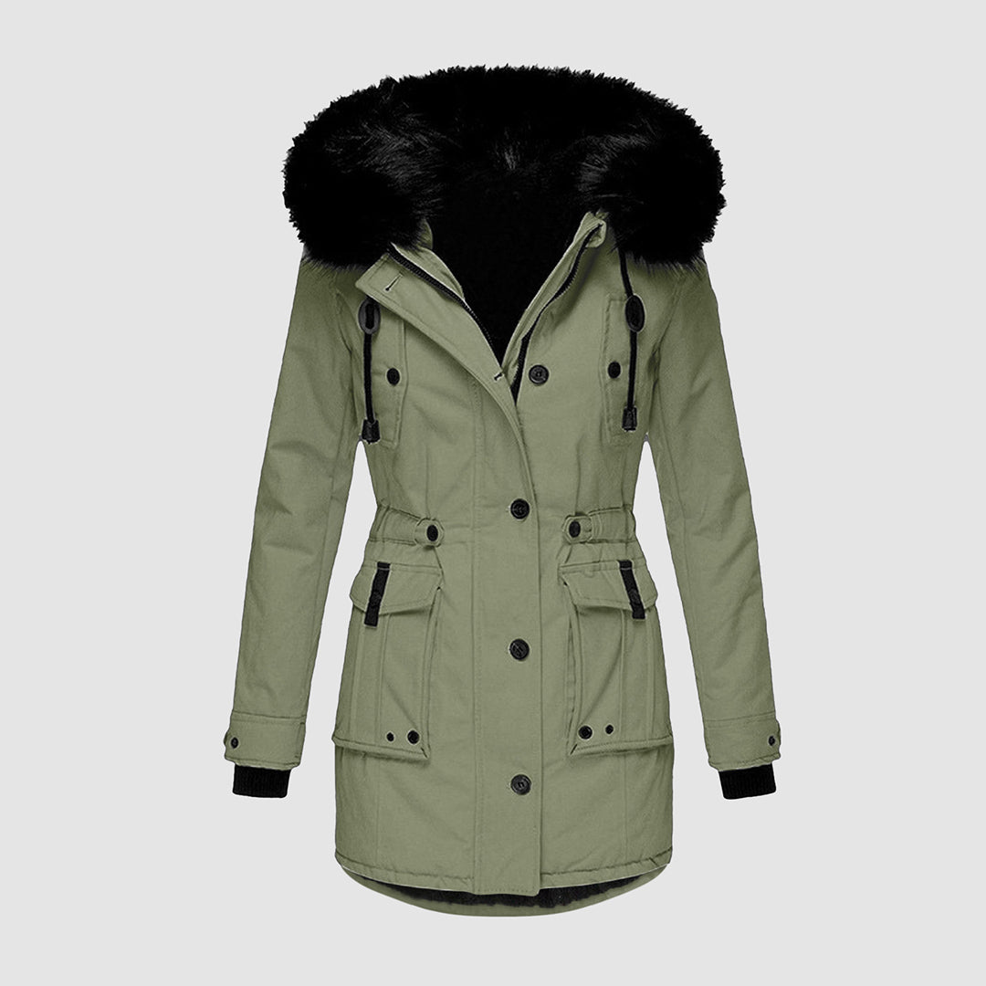 Manteau Long À Capuche Avec Col En Fourrure Synthétique pour Femme | Idéal pour Hiver