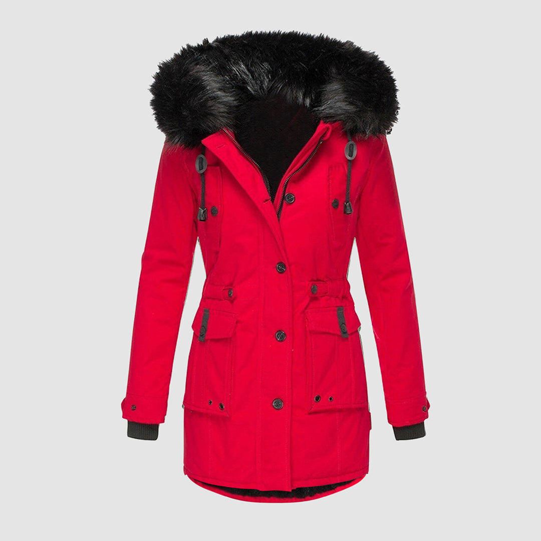 Manteau Long À Capuche Avec Col En Fourrure Synthétique pour Femme | Idéal pour Hiver