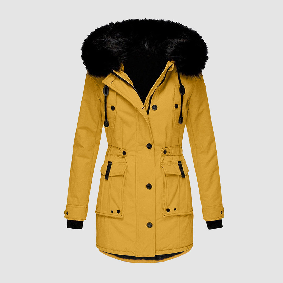 Manteau Long À Capuche Avec Col En Fourrure Synthétique pour Femme | Idéal pour Hiver