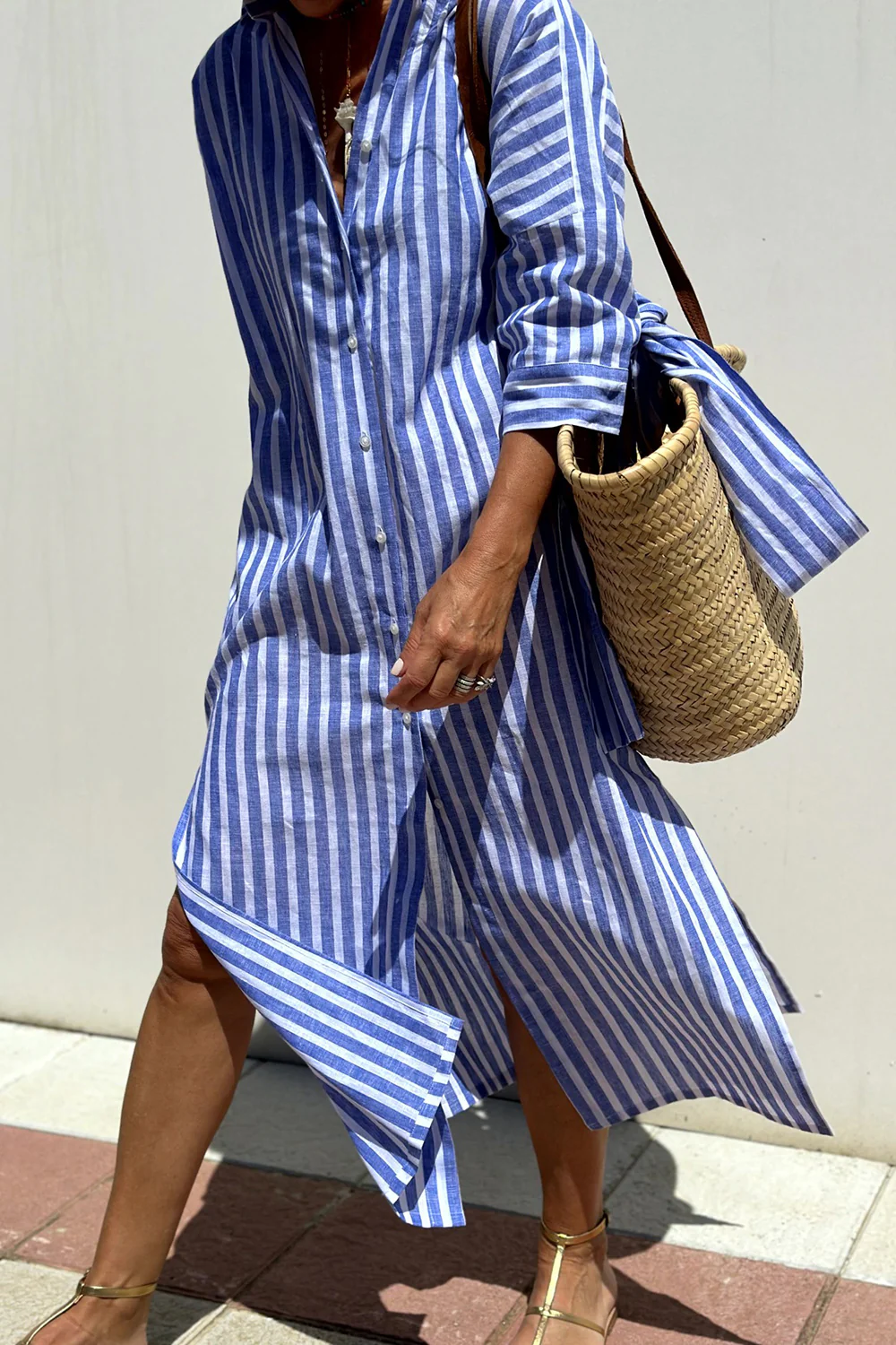 Robe d’Été à Rayures avec Coupe Droite pour Femme | Idéale pour la Plage ou les Sorties en Ville