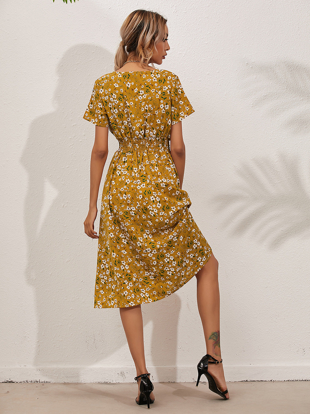 Robe à Fleurs avec Manches Bouffantes pour Femme | Idéale pour les Occasions Estivales