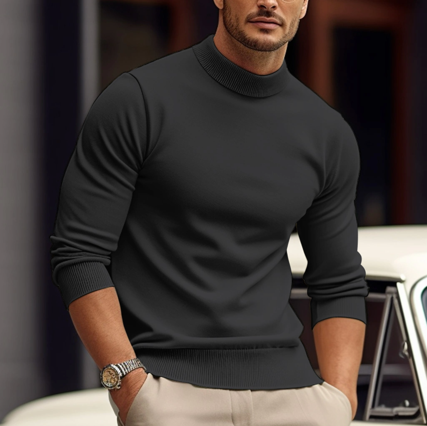 Pull à Col Rond pour Homme avec Coupe Droite | Idéal pour Quotidien et Bureau