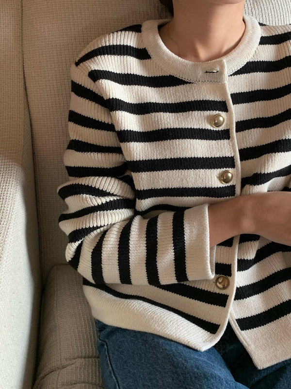 Veste À Rayures avec Manches Longues pour Femme | Idéale pour Les Journées Fraîches